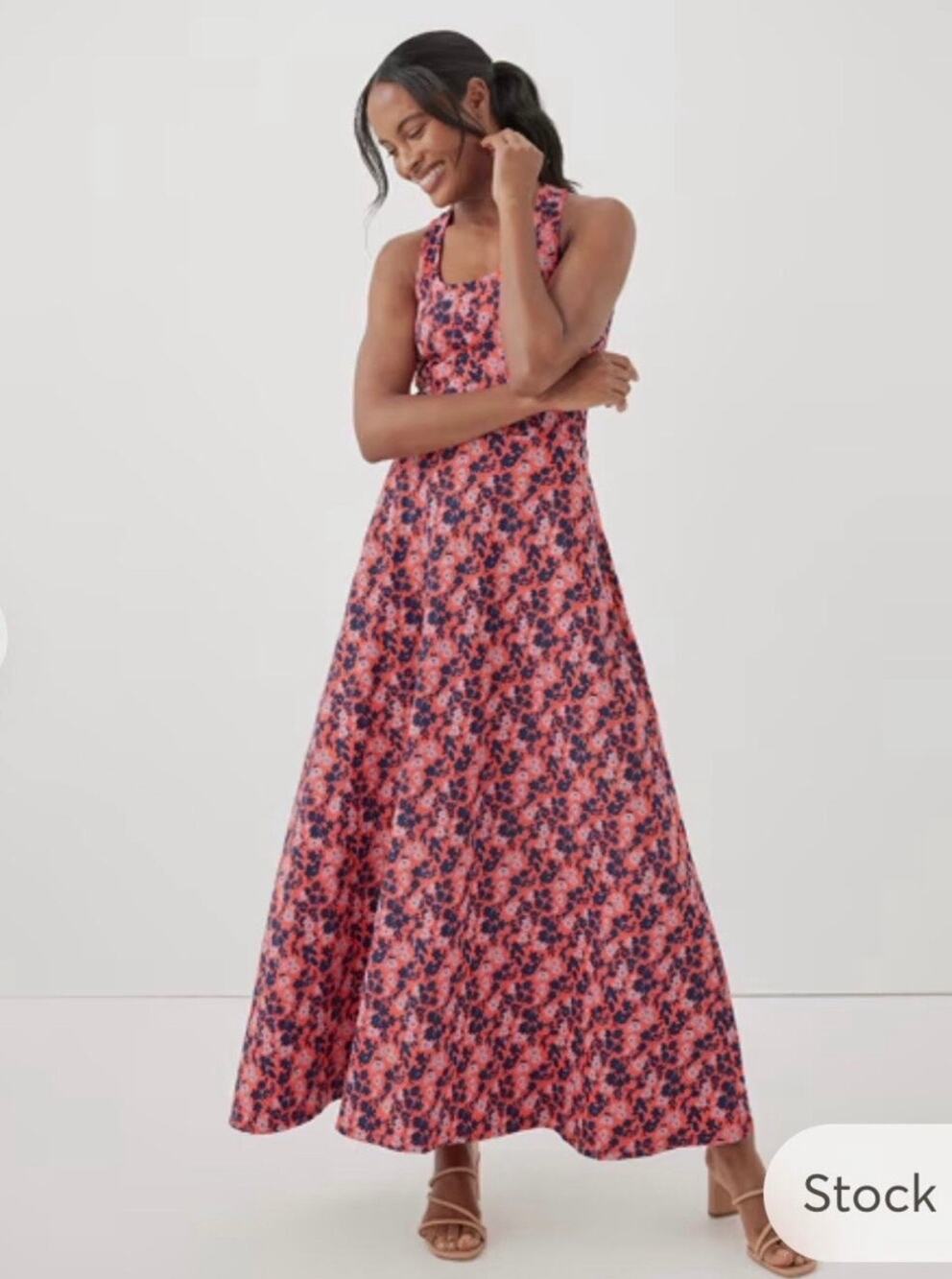 Pact Organic Cotton Fit & Flare Open Back Maxi Dress